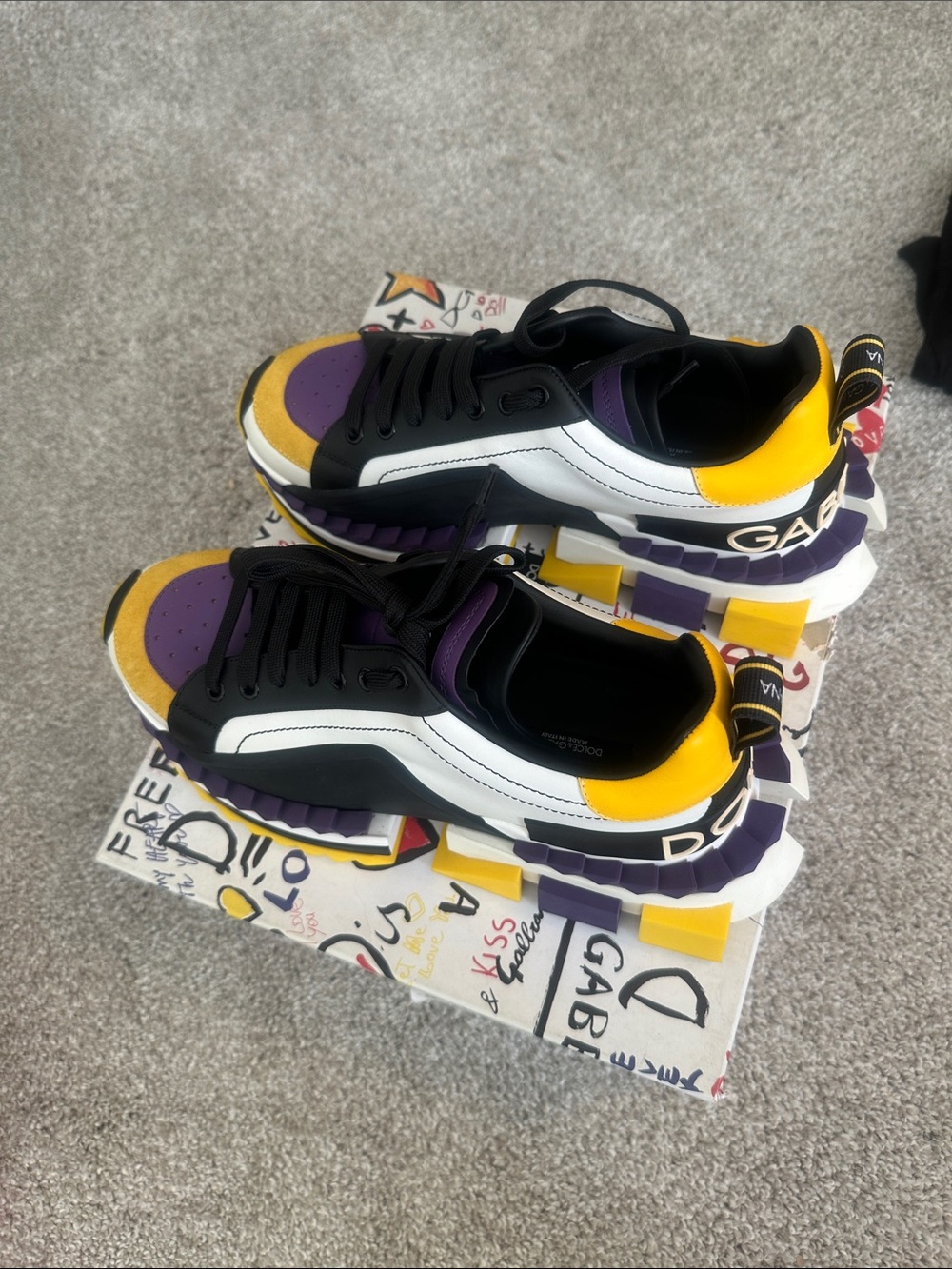 Dolce & Gabbana Black, Purple & Yellow Low-Top Sneakers